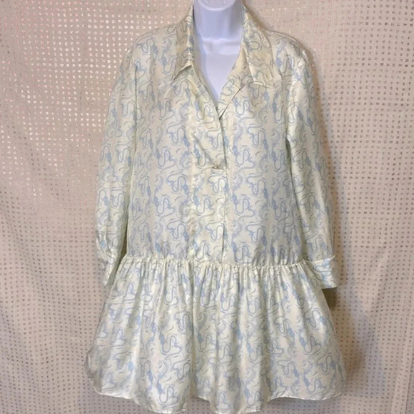 Sandro Rozie Silk Mini Shirt Dress with Long Sleeves and Collar - Picture 13 of 14